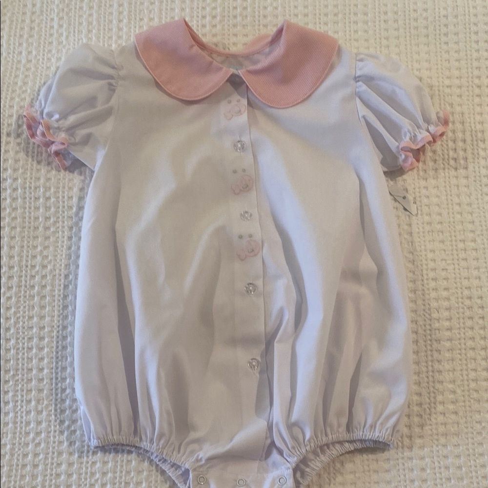 Auraluz Girls Pink and White Bubble with Fish Embroidery